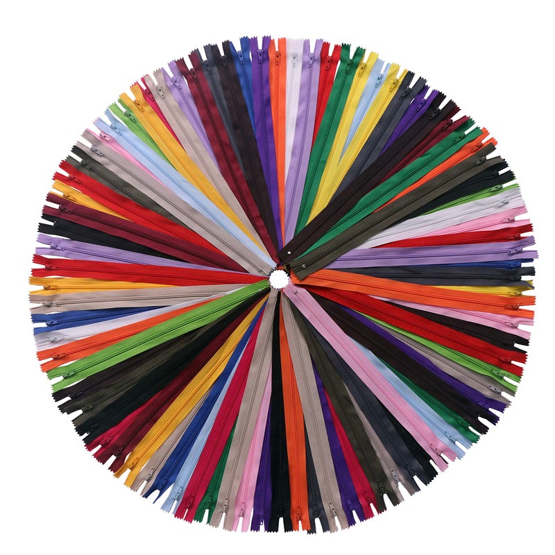 YAKA 60 Pack of 14 Inches Mix Nylon Coil Zippers Bulk - Supplies Zippers for Tailor Sewing Crafts (20 Color) - Image 1